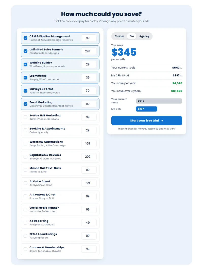 Savings calculator template