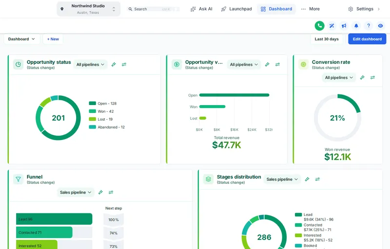 Emerald Finance dashboard design